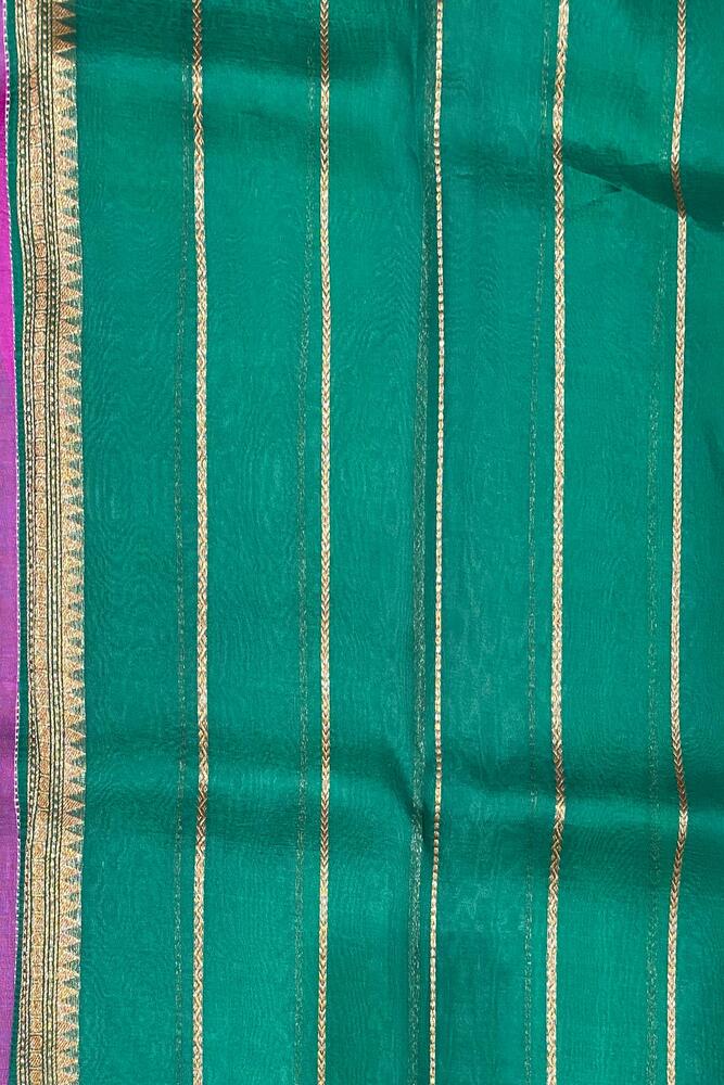 Purple Kora Banarasi Silk Saree With Hand Weaving Work, With Unstiched Blouse
