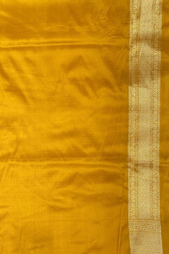 Mustard Yellow Banarasi Patola Silk Saree, With Unstiched Blouse