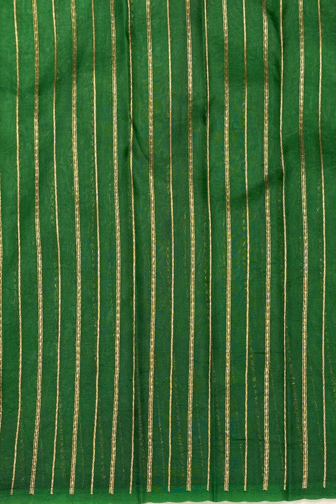 Deep Green Brocade Kora Banarasi Silk Saree, With Unstiched Blouse