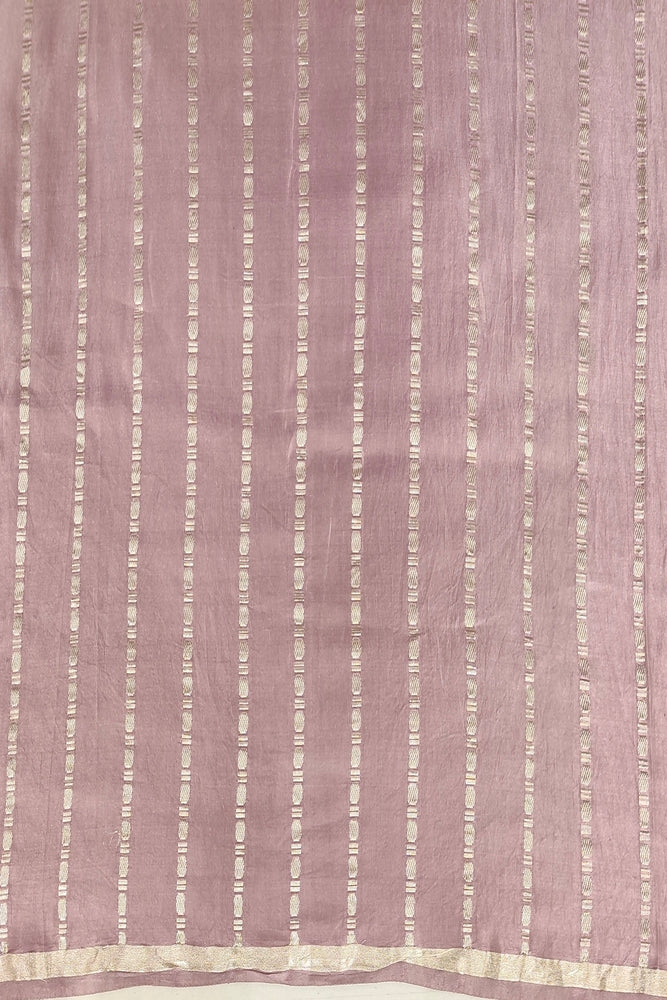 Light Purple Mashru Silk Banarasi Handloom Saree, With Unstiched Blouse