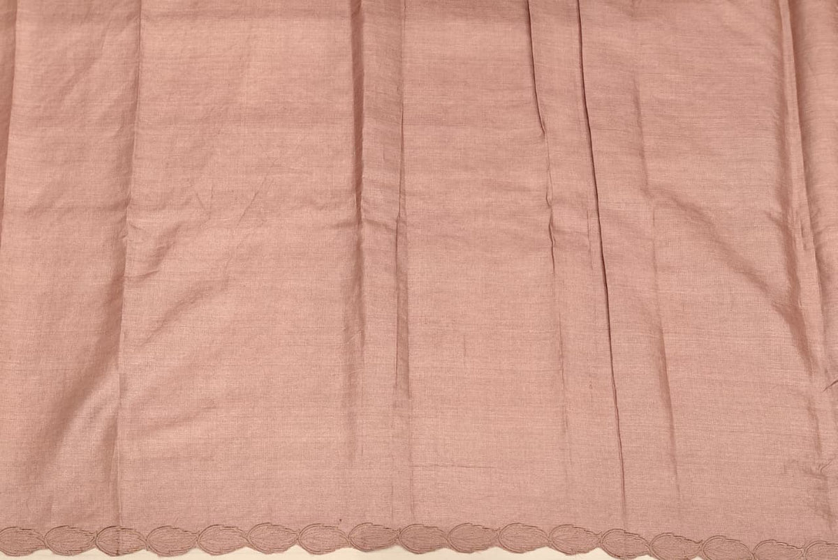 Onion Peach Tussar Applique Work Saree, With Unstiched Blouse