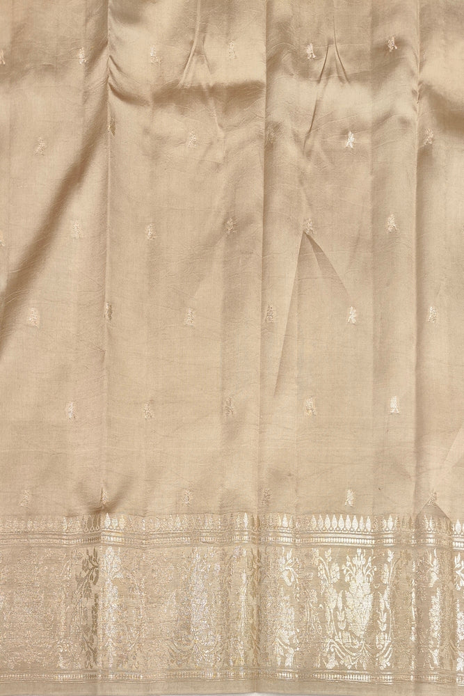 Grey Chiniya Silk Saree Hand Woven Butas, With Unstiched Blouse