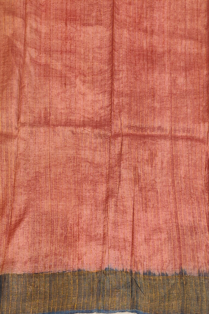Mustard Yellow Tussar Kalamkari Printed Work Saree, With Unstiched Blouse