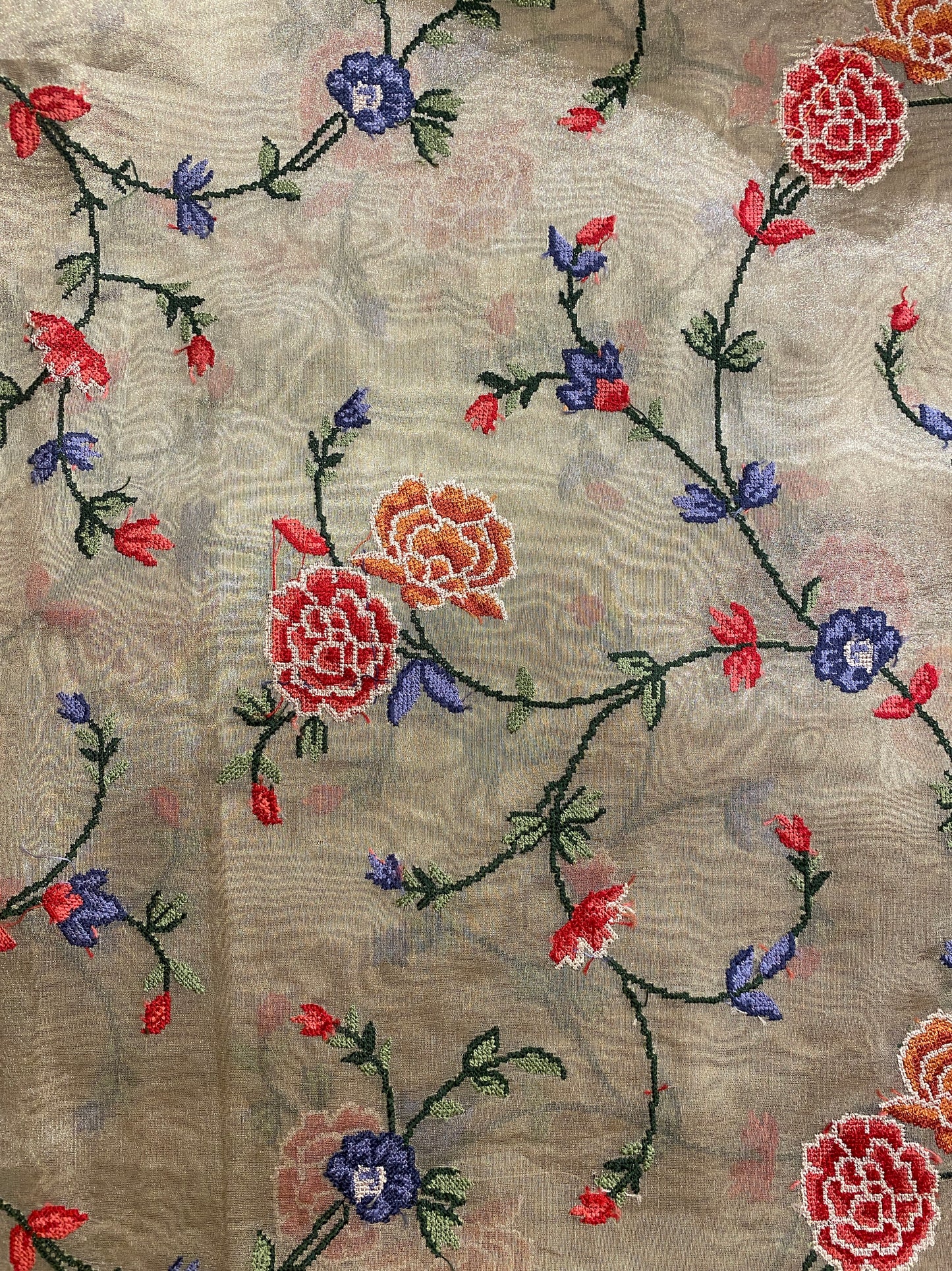 Peach Tissue Embroidery Saree, With Unstiched Blouse