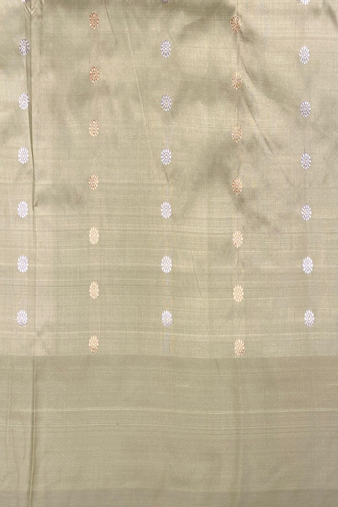 Peach Katan Banarasi Saree Hand Woven Work, With Unstiched Blouse