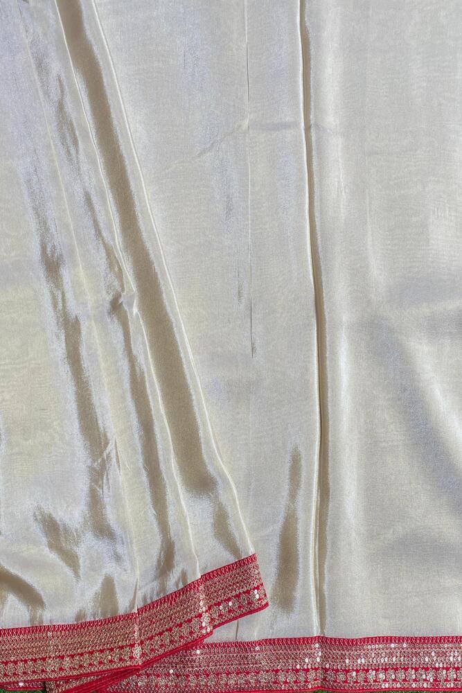 Off-White Tissue Saree, With Unstiched Blouse