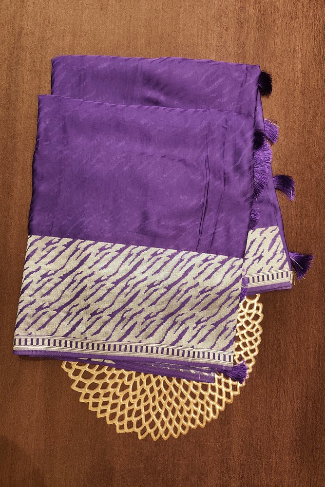 Purple Semi Mashru Silk Sarees With Unstiched Blouse