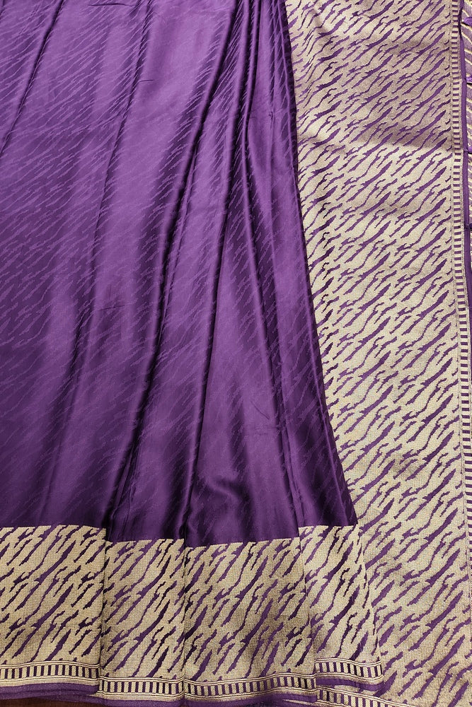 Purple Semi Mashru Silk Sarees With Unstiched Blouse