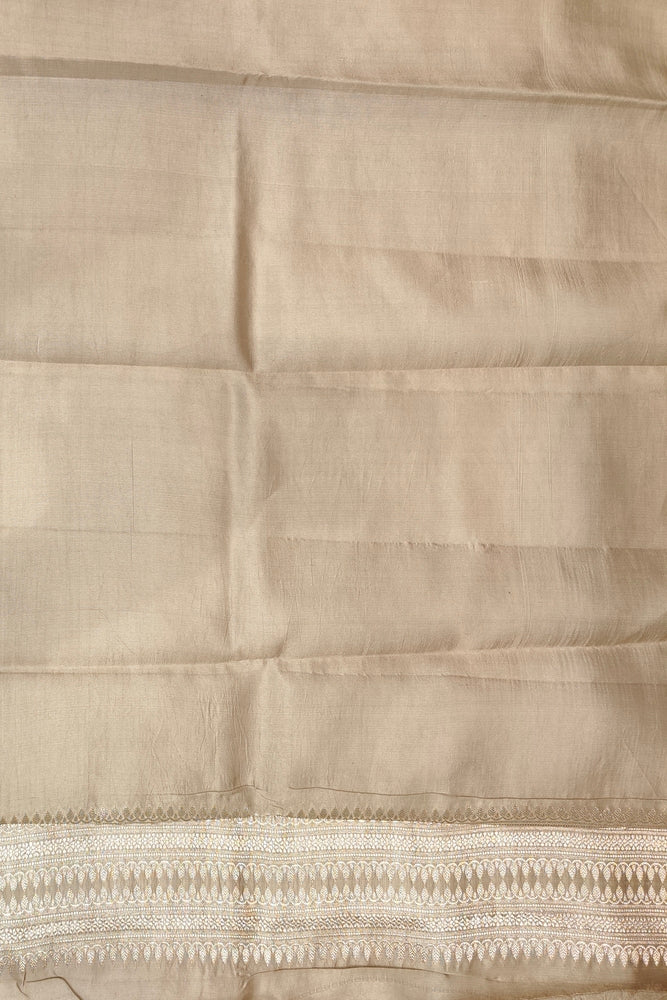 Light Grey Chiniya Silk Saree Hand Woven Butas, With Unstiched Blouse