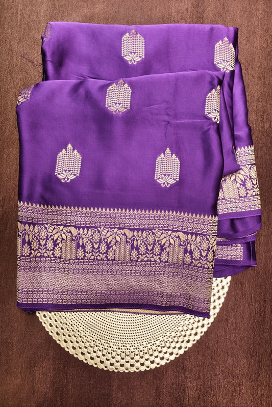 Purple Semi Mashru Silk Sarees With Unstiched Blouse