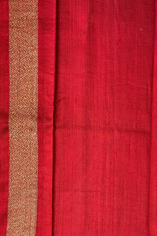 Teal Blue Pure Raw Tussar Banarasi Silk Saree, Hand Woven Motifs With Unstiched Blouse
