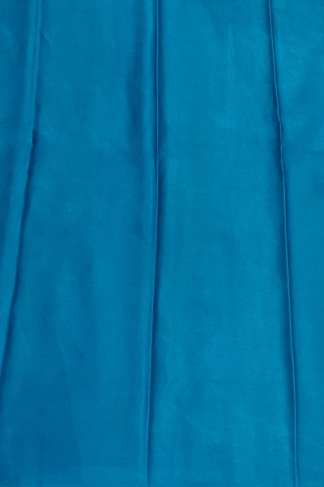 Blue Floral Printed Satin Crepe Saree, With Unstiched Blouse