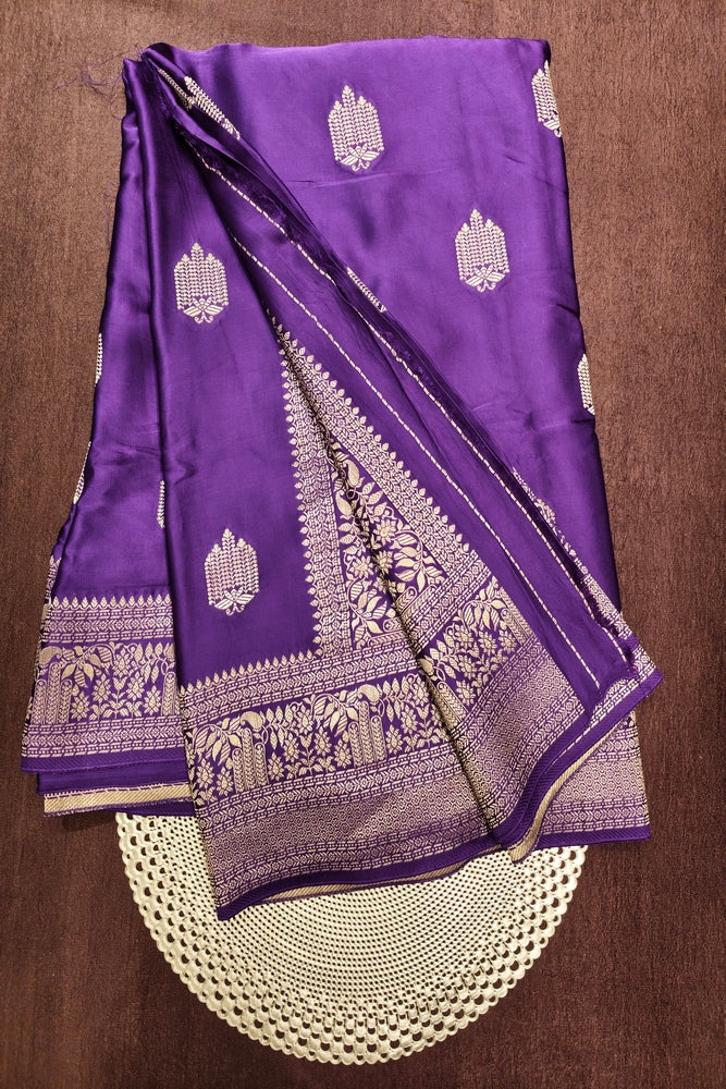 Purple Semi Mashru Silk Sarees With Unstiched Blouse