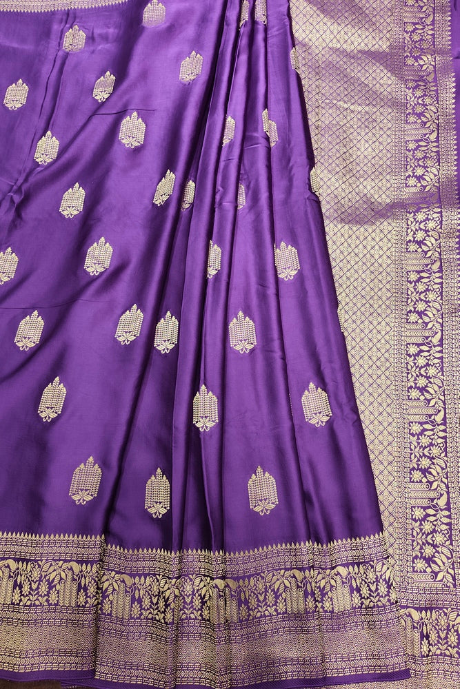 Purple Semi Mashru Silk Sarees With Unstiched Blouse