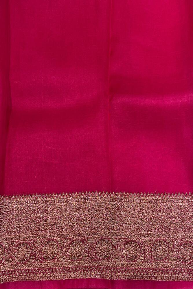 Light Green Kora Banarasi Silk Saree, With Unstiched Blouse