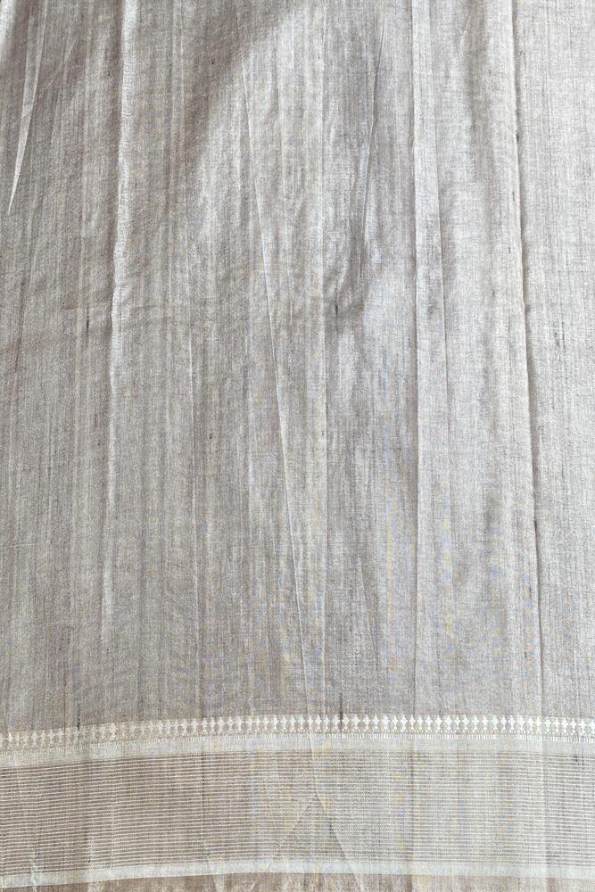 Purple Blue Tussar Cotton Resham Work Saree, With Unstiched Blouse