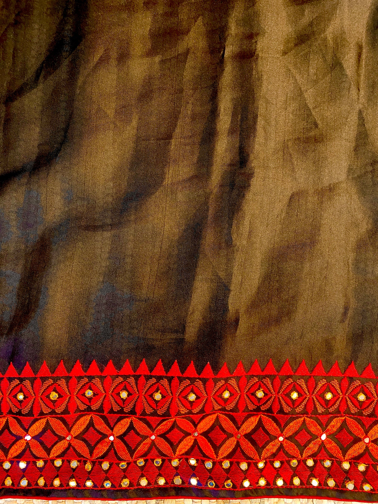 Black Semi Munga Silk Cross Stitch Embroidery Work Saree, With Unstiched Blouse