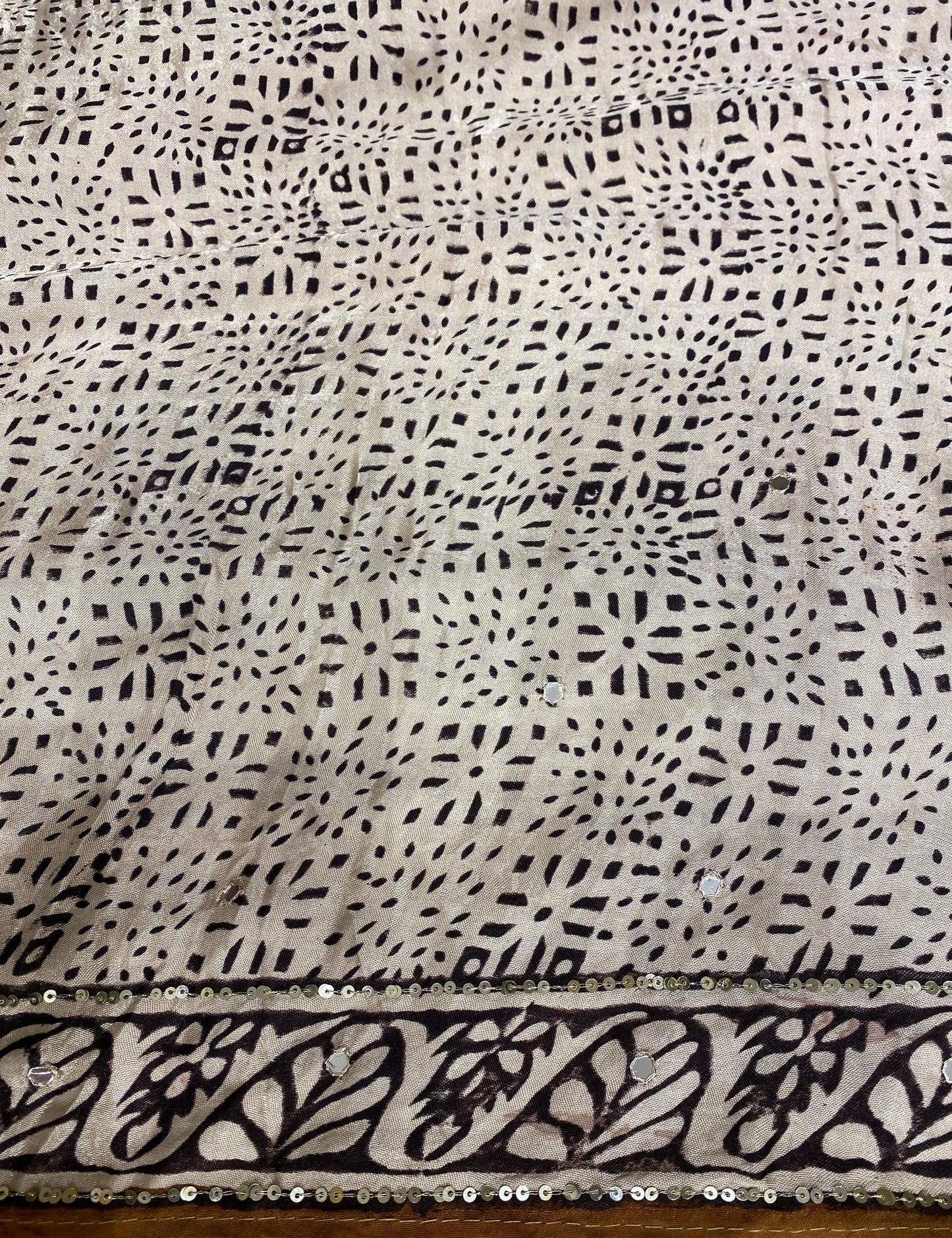 Maroon Pure Modal Silk Ajrakh Printed Saree With Unstiched Blouse