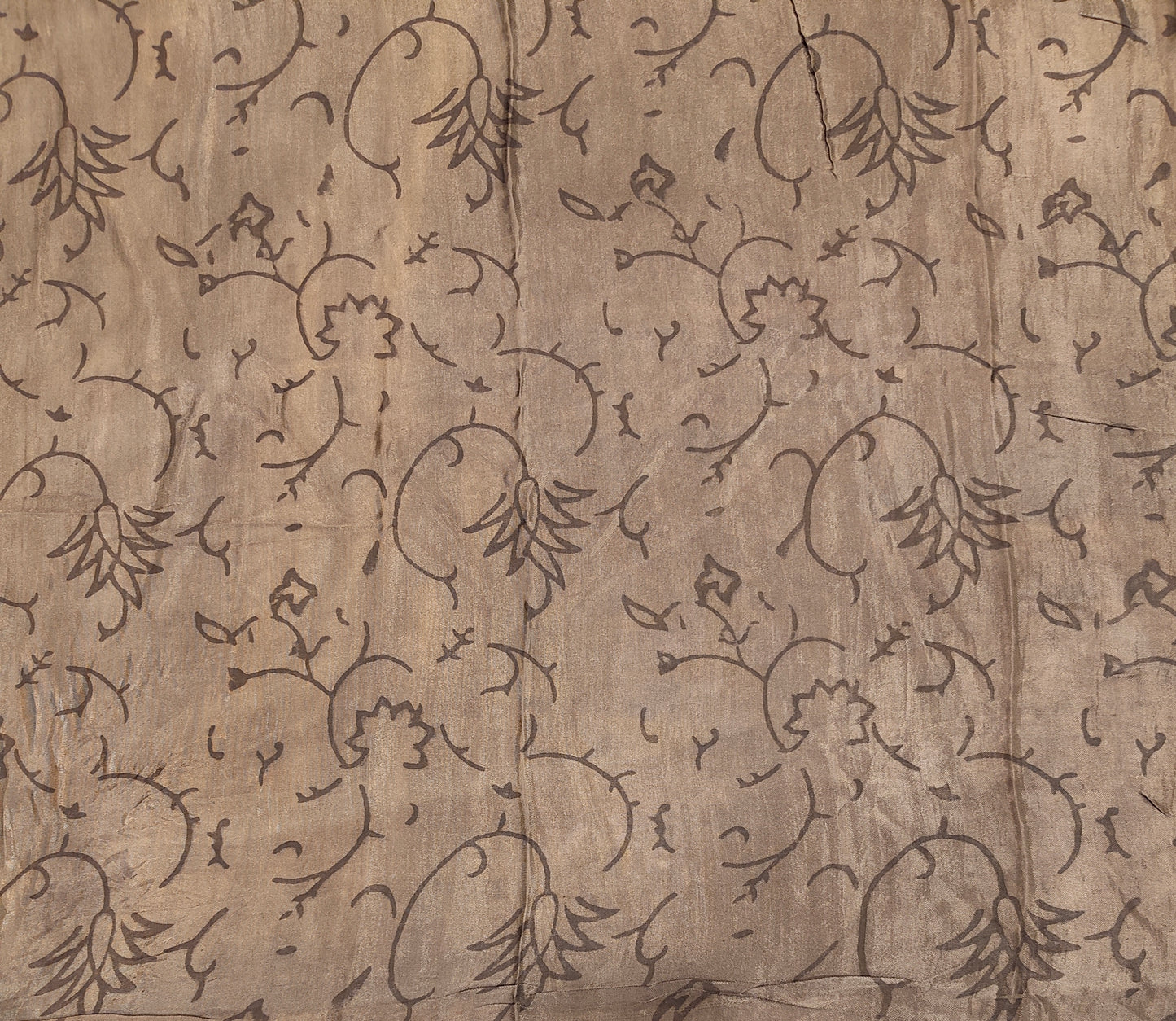 Golden Beige Pure Modal Silk Ajrakh Printed Saree With Unstich Blouse