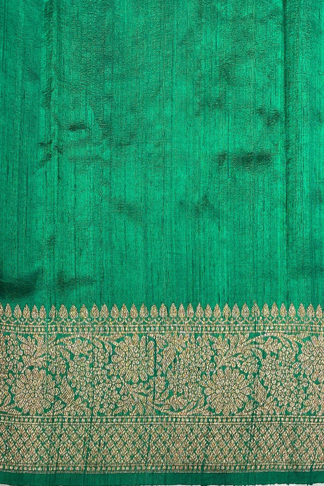 Maroon Pure Raw Tussar Banarasi Silk Saree, Hand Woven Motifs With Unstiched Blouse