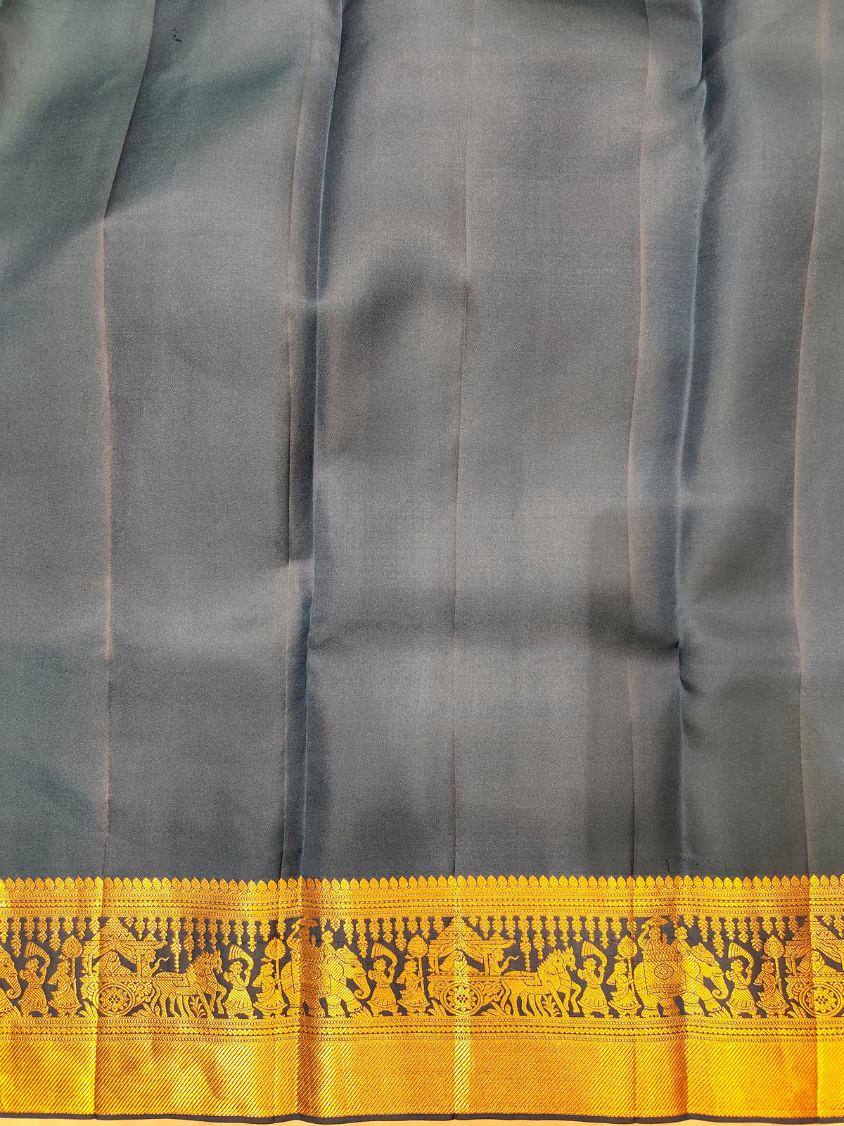 Navy Blue Pure Kanjeevaram Silk Saree, With Unstiched Blouse