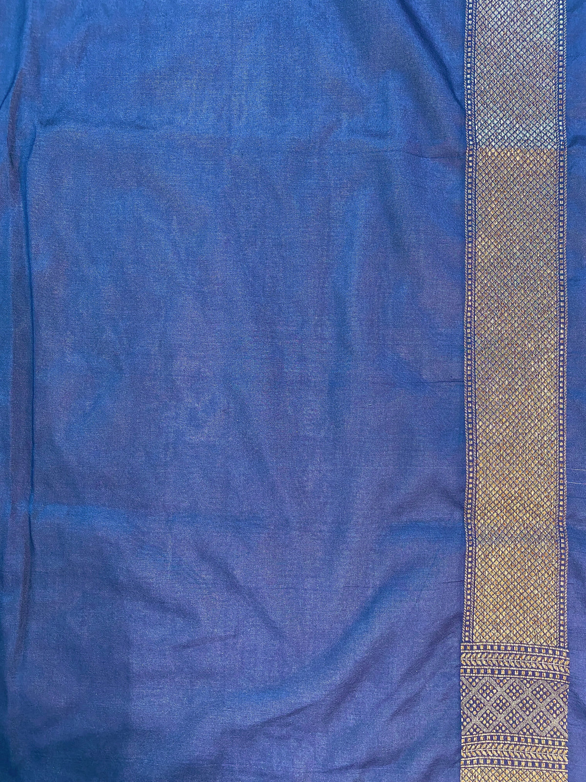 Navy Blue Semi Katan Brocade Silk Saree, With Unstiched Blouse