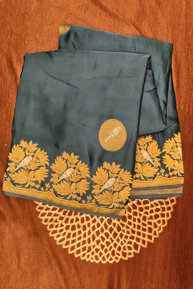 Deep Blue Semi Mashru Silk Sarees With Unstiched Blouse