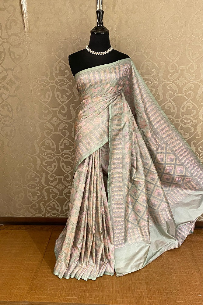 Ash Tanchoi Silk Saree Self Weaving With Unstiched Blouse