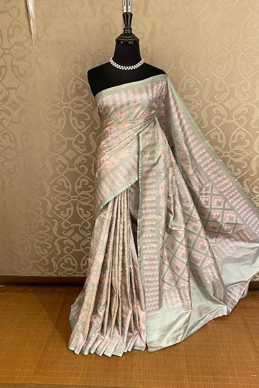 Ash Tanchoi Silk Saree Self Weaving With Unstiched Blouse
