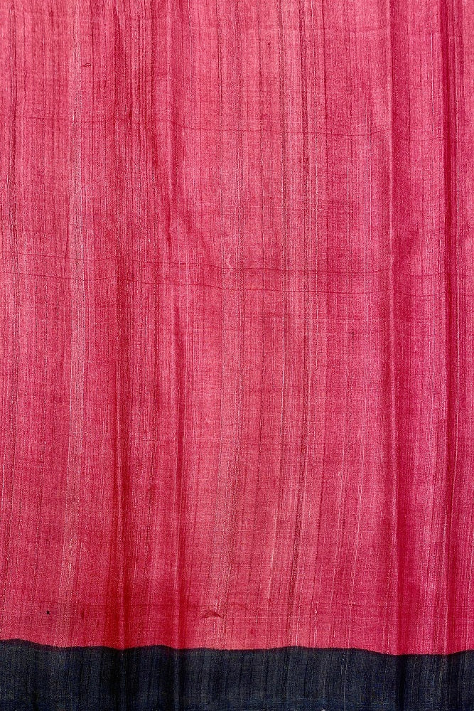 Dark Grey Tussar Silk Printed Saree, With Unstiched Blouse - Saarang Sarees