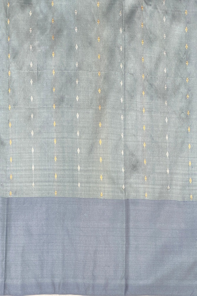 Grey Katan Banarasi Saree Hand Woven Work, With Unstiched Blouse