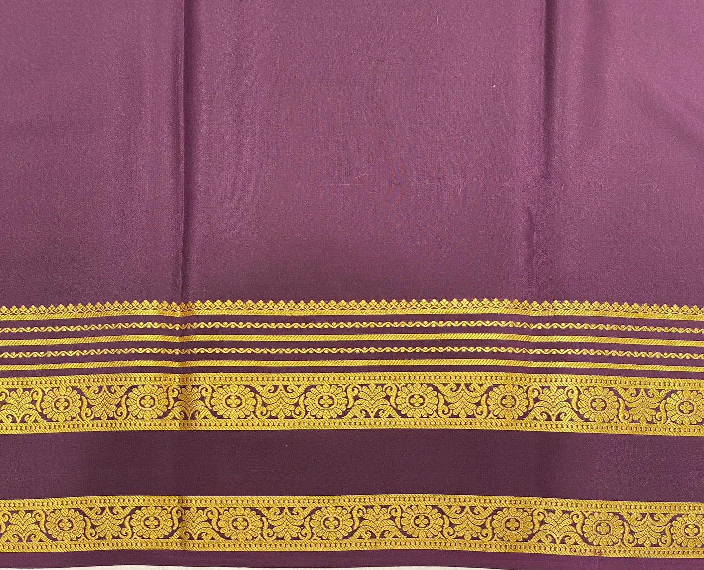 Deep Violet Mysore Crepe Banarasi Silk Saree With Unstiched Blouse