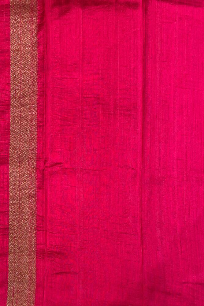 Indigo Blue Pure Raw Tussar Banarasi Silk Saree, Hand Woven Motifs With Unstiched Blouse