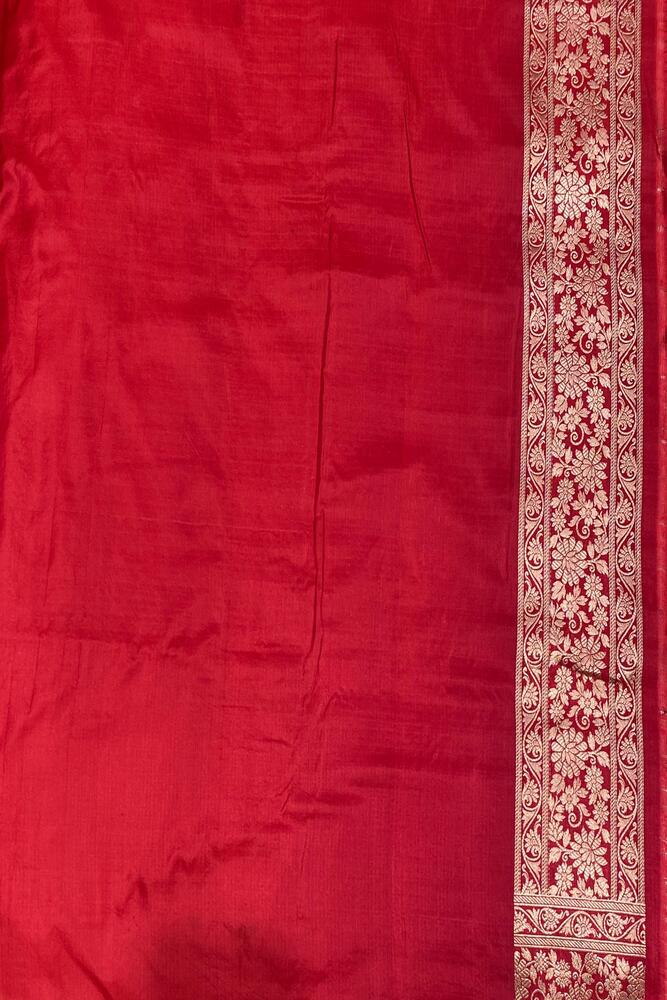 Red Uppada Banarasi Silk Saree, With Unstiched Blouse