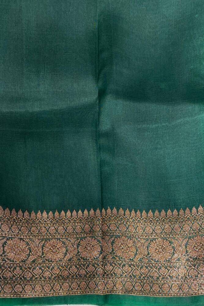 Purple Kora Banarasi Silk Saree, With Unstiched Blouse