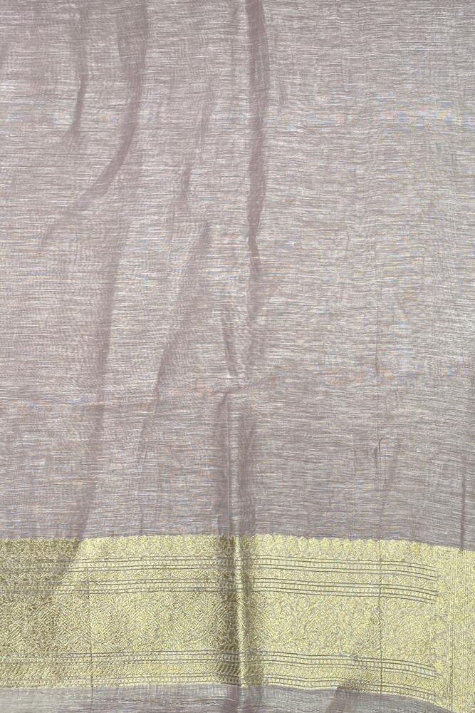 Light Puprle Linen Banarasi Saree With Unstiched Blouse