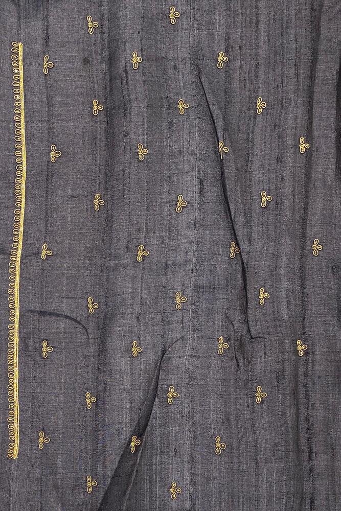 Dark Purple Tussar Zardosi Work Saree, With Unstiched Blouse