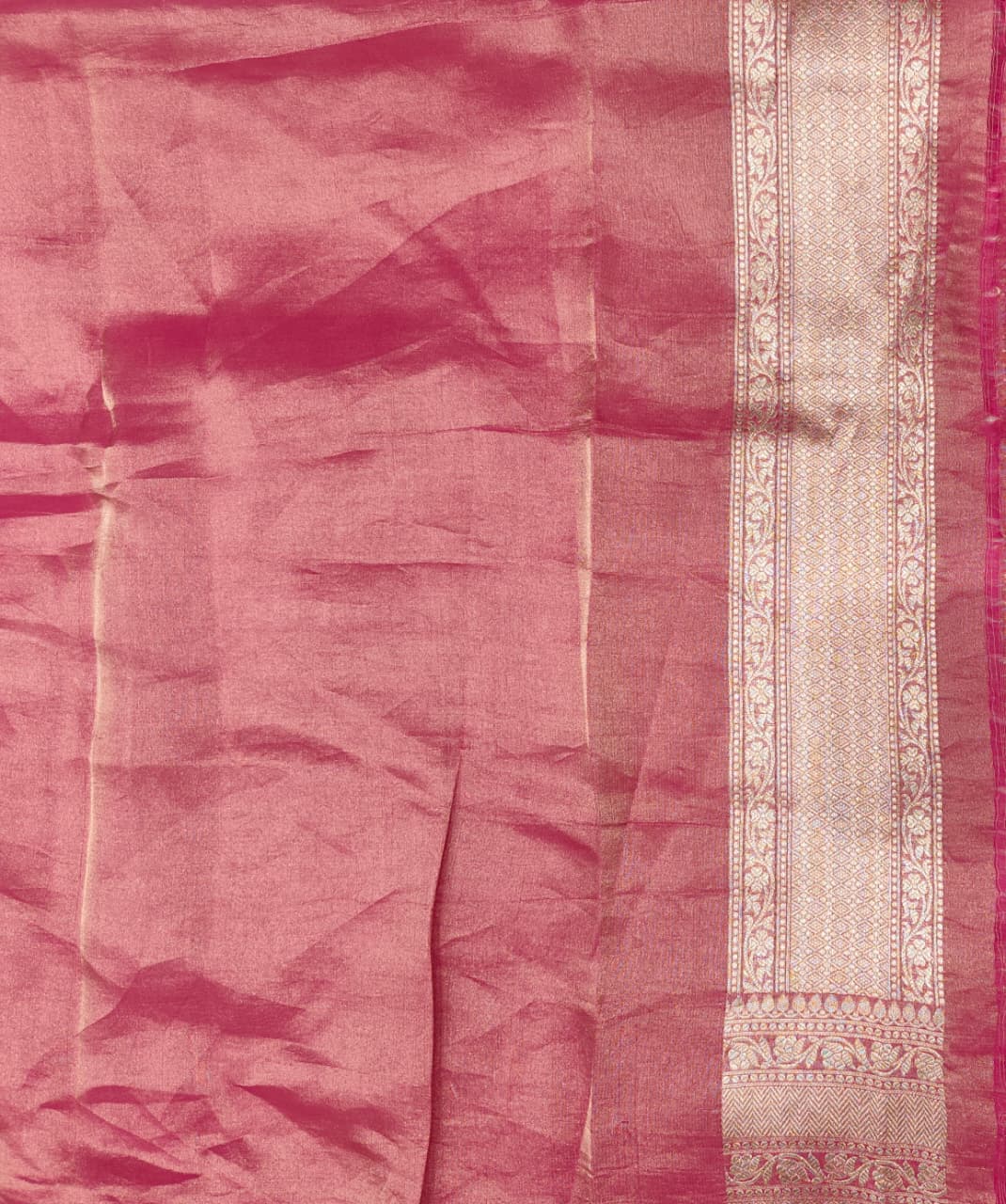 Off-White Tissue Banarasi Silk Saree, With Unstiched Blouse