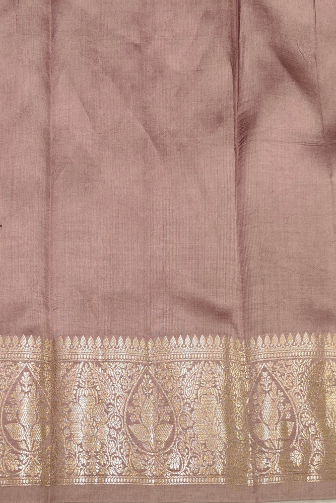 Mauve Chiniya Silk Saree Hand Woven Butas, With Unstiched Blouse