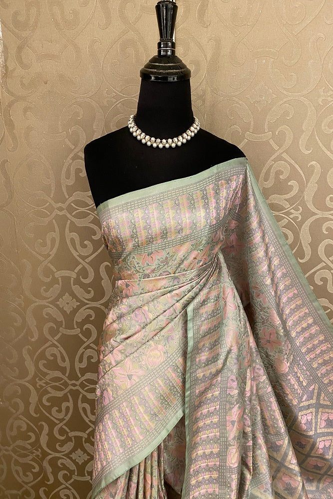 Ash Tanchoi Silk Saree Self Weaving With Unstiched Blouse