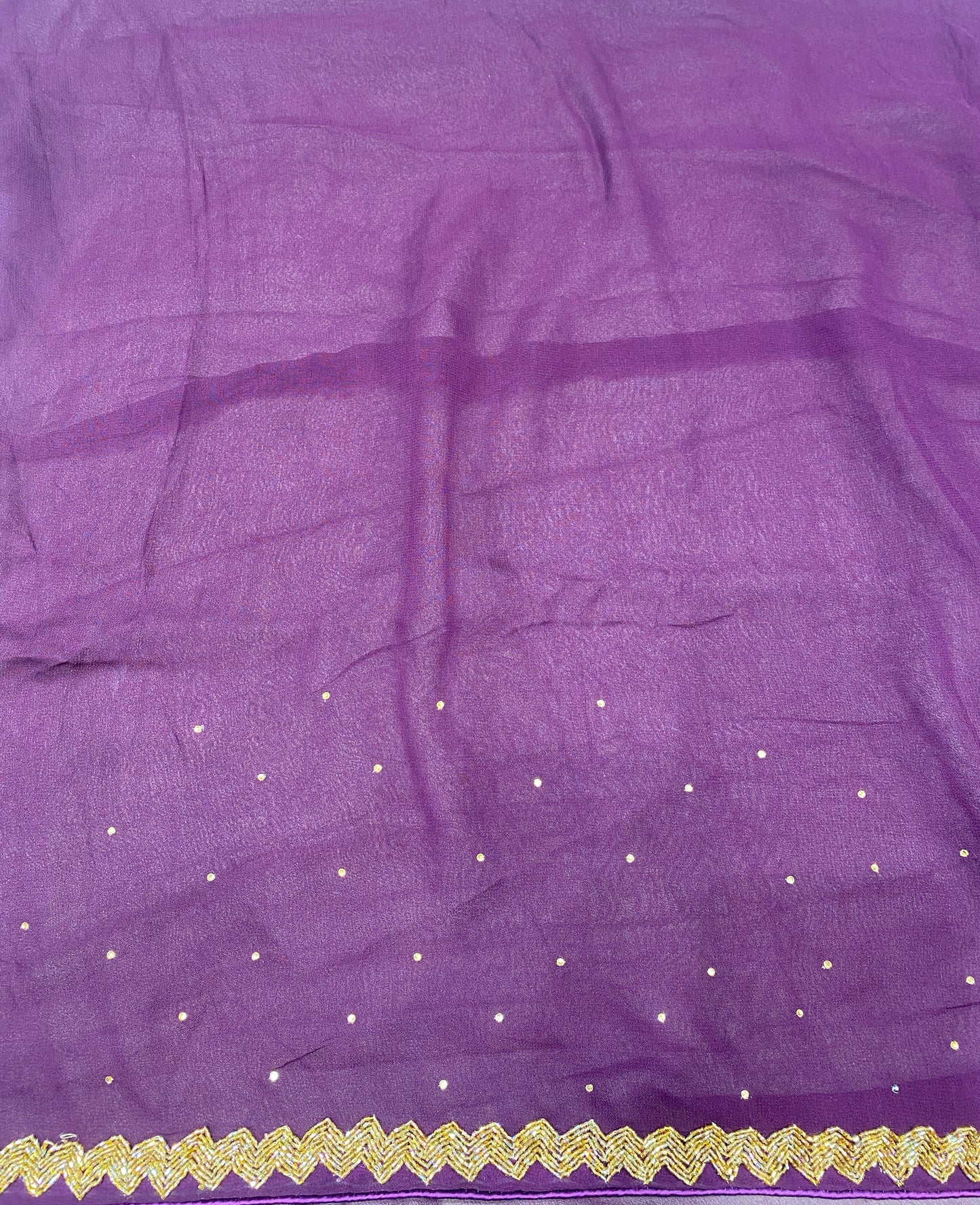 Violet Georgette Saree With Kashmiri Embroidery Work, With Unstiched Blouse