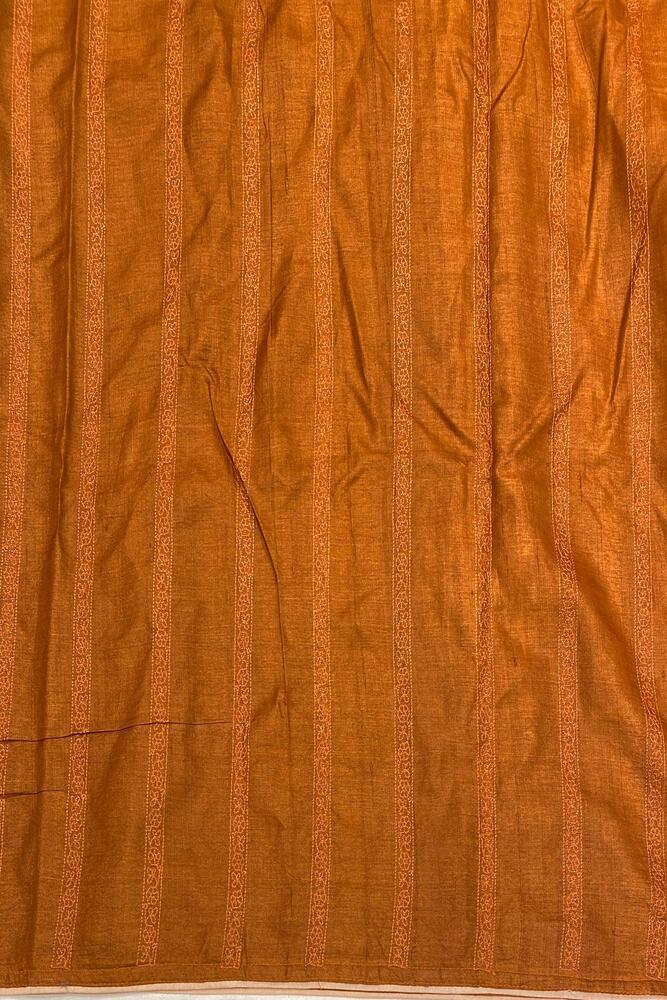 Copper Tussar Saree With Organza Applique Work, With Unstiched Blouse