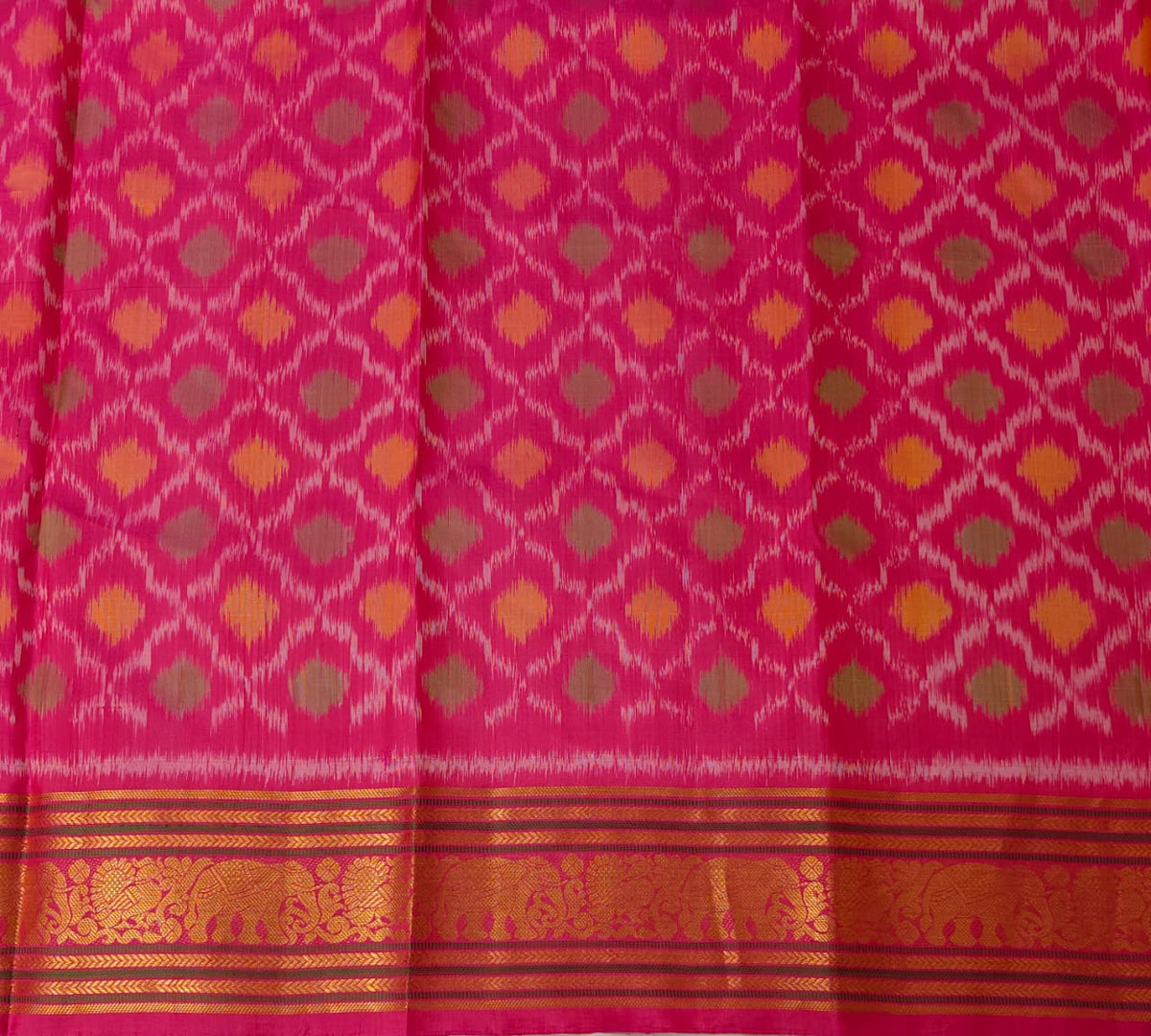 Black Pure Ikat Kanjeevaram Silk Saree, With Unstiched Blouse