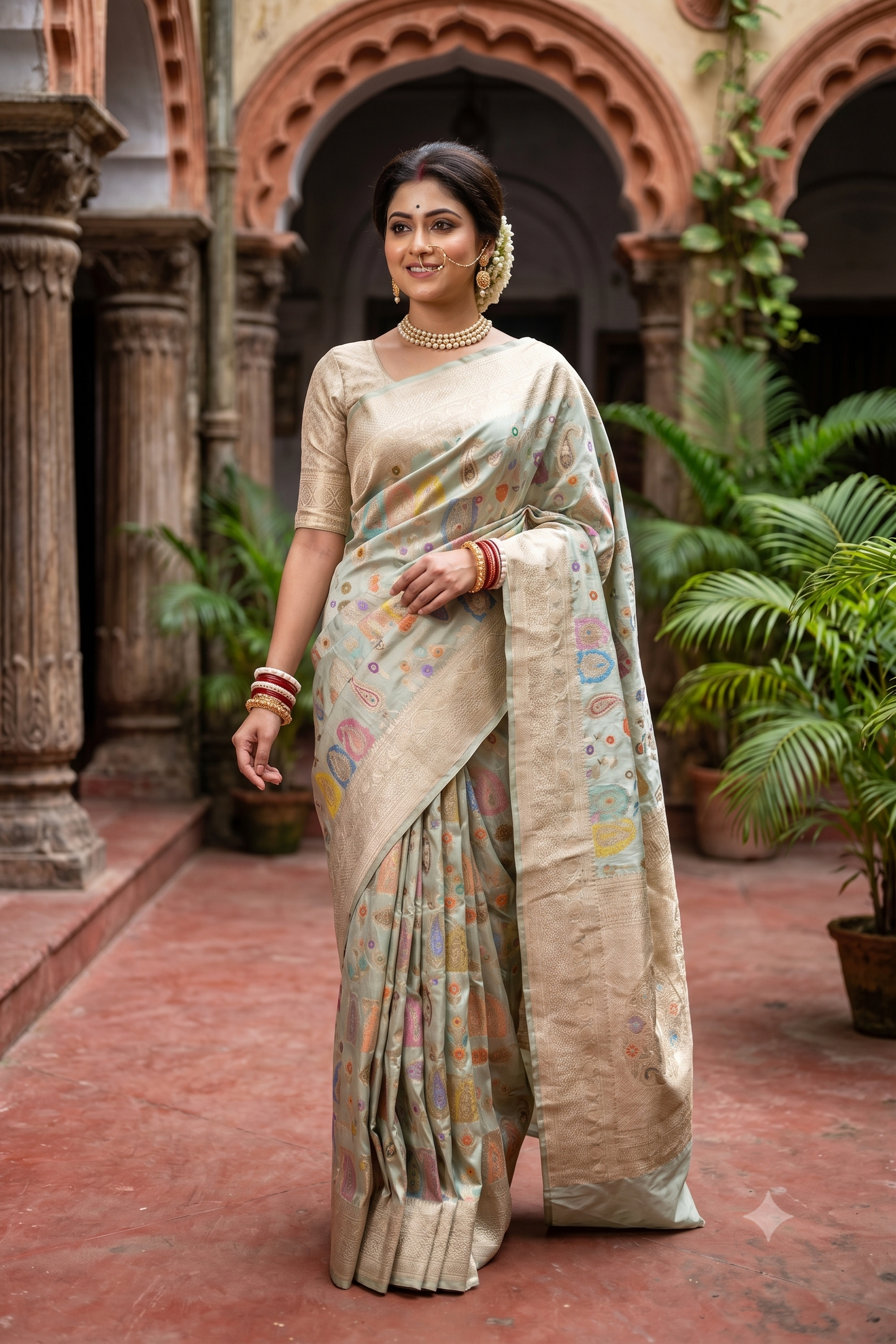 Grey Uppada Banarasi Silk Saree, With Unstiched Blouse