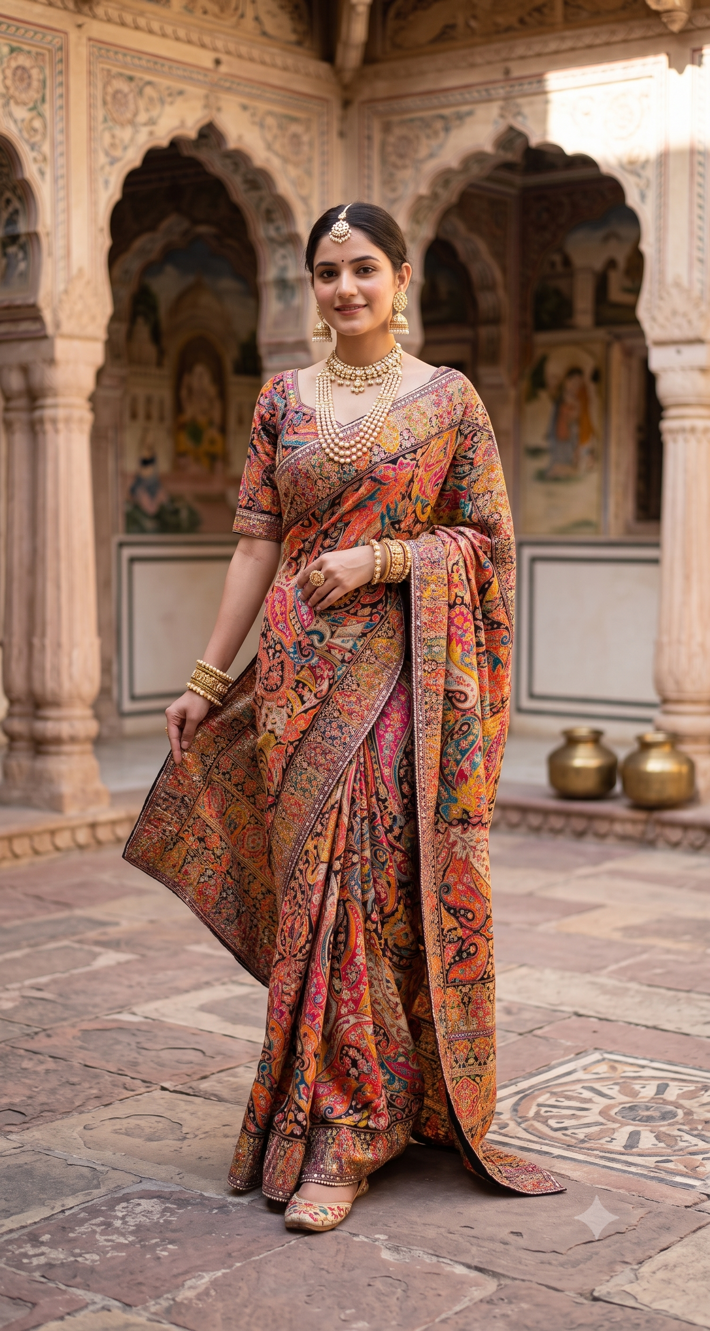 Multi Cocktail Satin Crepe Saree, With Unstiched Blouse