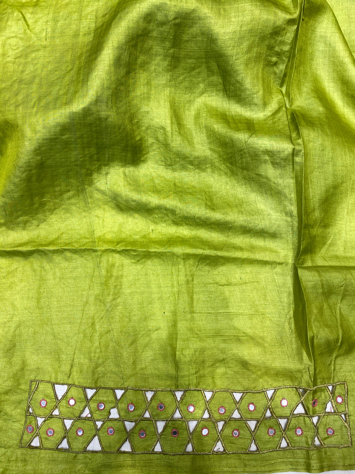 Deep Grey Tussar Kalamkari Print With Cutwork Border Saree, With Unstitched Blouse
