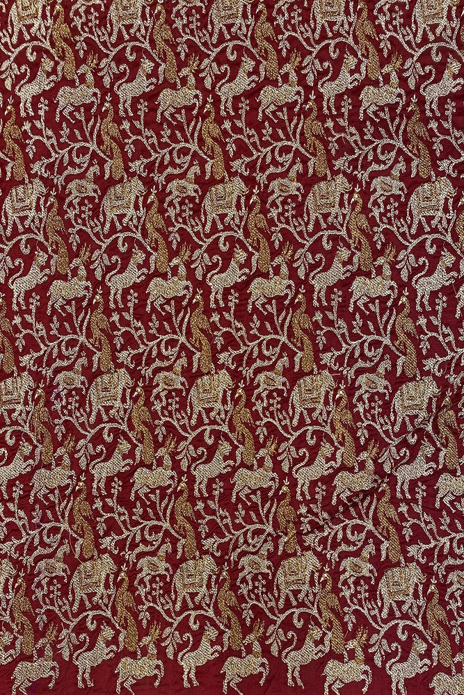 Red Organza Printed Saree With Pita Zari Border, With Unstiched Blouse