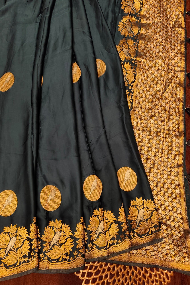 Deep Blue Semi Mashru Silk Sarees With Unstiched Blouse