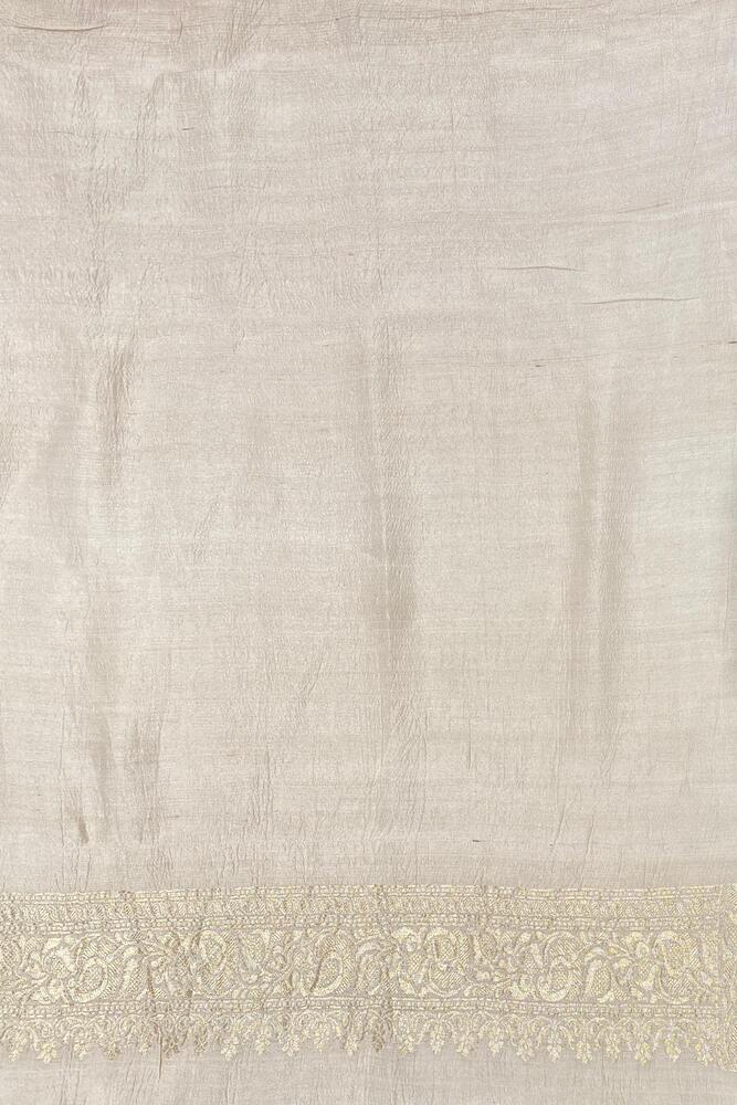 Off-White Tussar Khaddi Hand Weaving Saree, With Unstiched Blouse