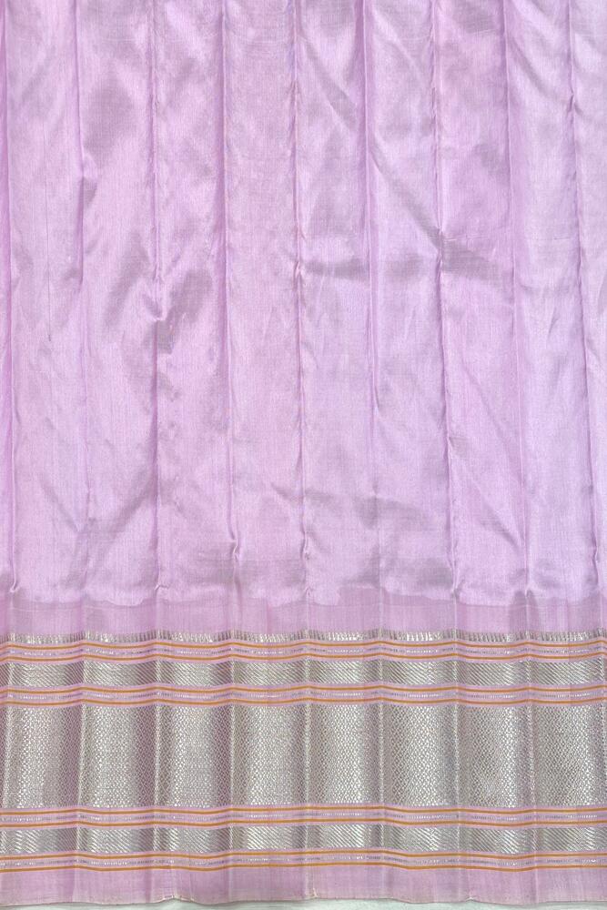 Lavender Gadwal Silk Sarees With Paithani Work, With Unstiched Blouse